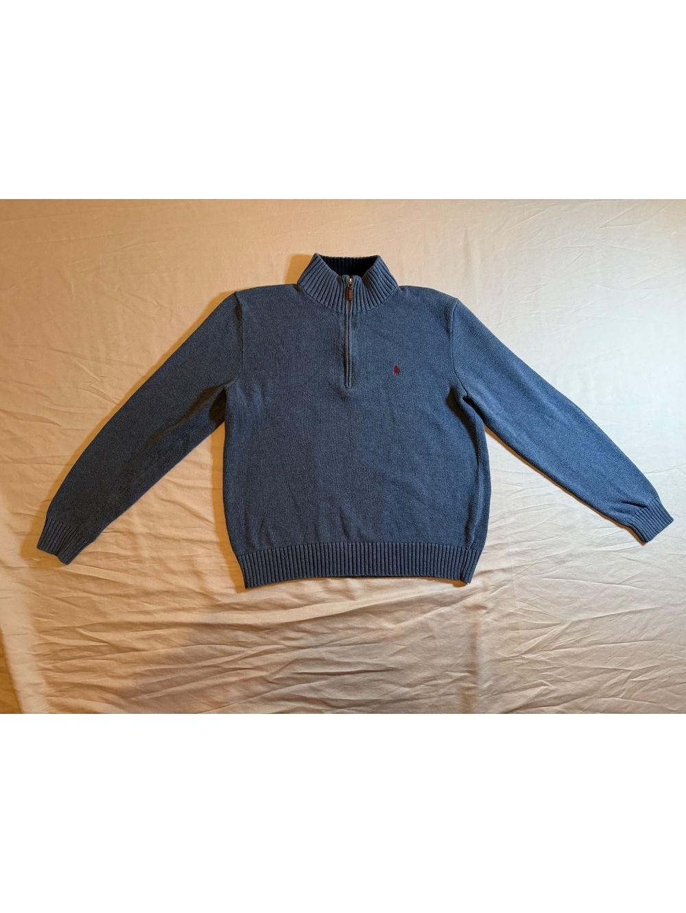 Polo by Ralph Lauren Men's Large Blue Cotton Half-Zip Sweater
